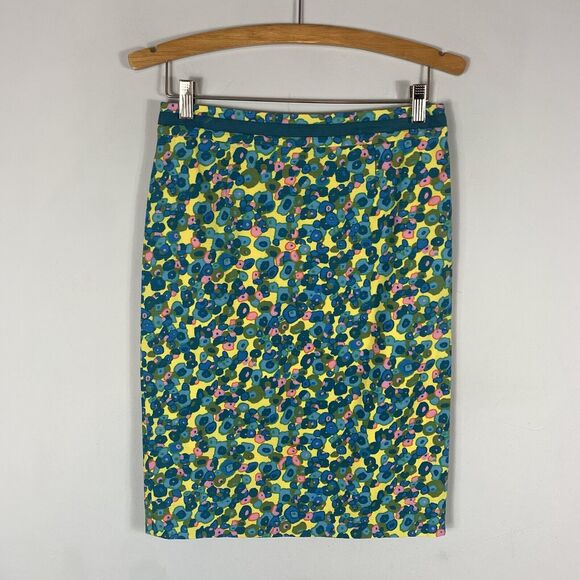 Boden Dresses & Skirts - Boden Pencil Skirt Womens 6R Chartreuse Blue Green Floral Lined Back Slit Zipper